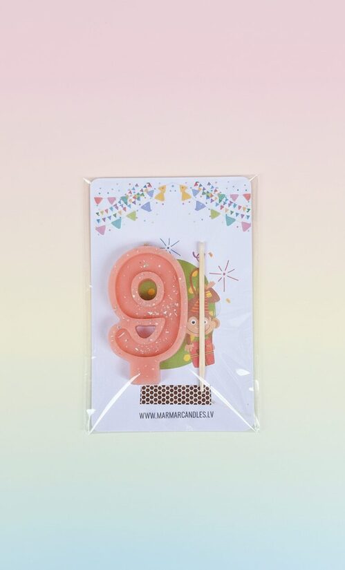 Bišu vaska Ciparu svece "9" tortēm un kūkāmar apsveikuma kartīti